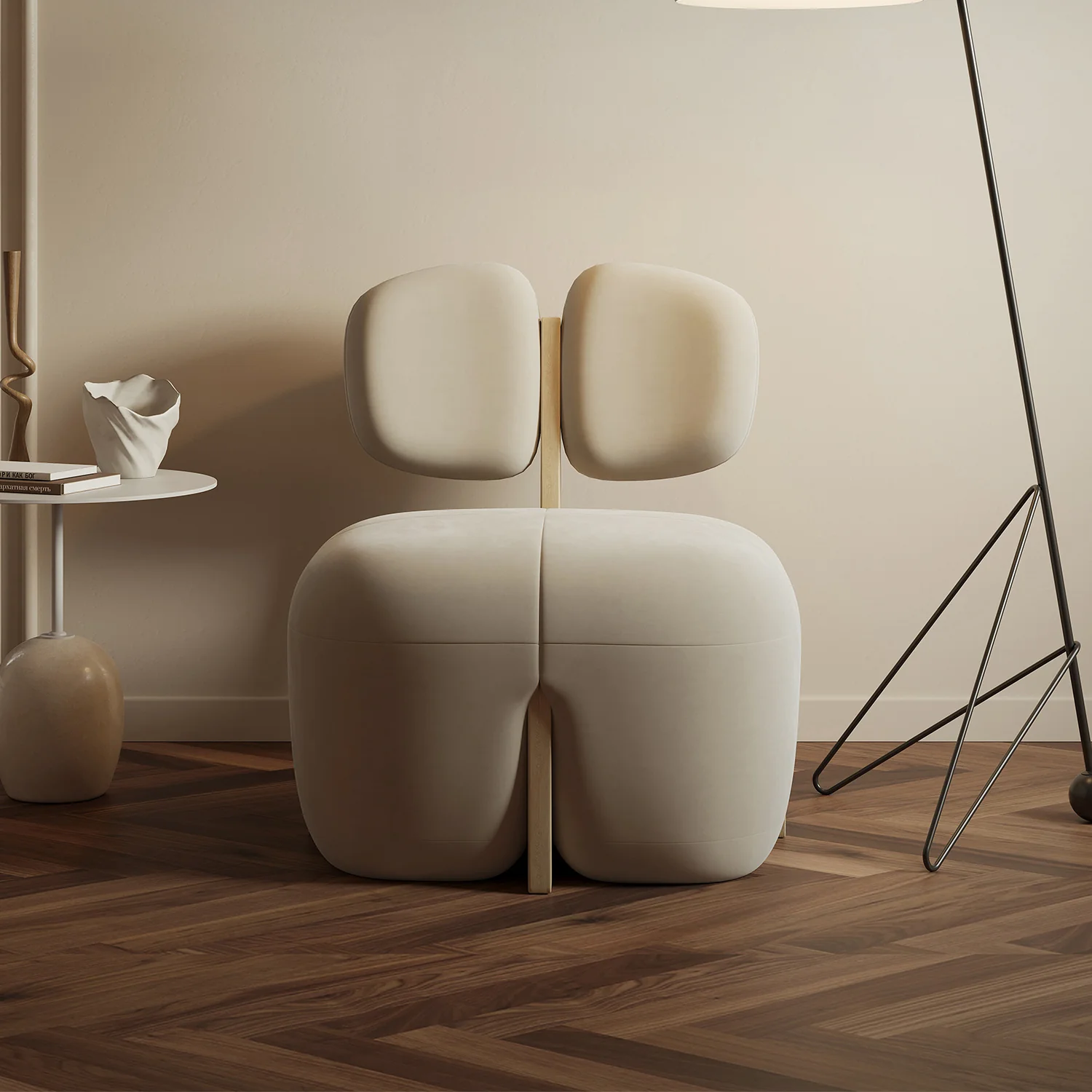 Minimalist Wabi-sabi Cream Sofa Chair