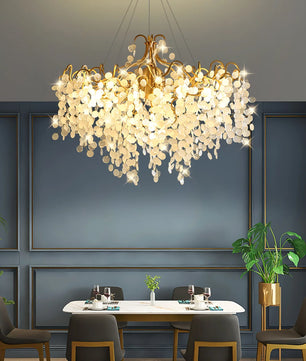 Shiro Noda Round Chandelier – Modern Brass & Glass Globe Ceiling Light for Dining Room
