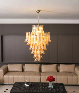 Amber Cloud Murano Glass Petals Chandelier