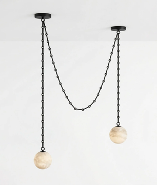 Alabaster Stone Sphere Multi-Light Chandelier