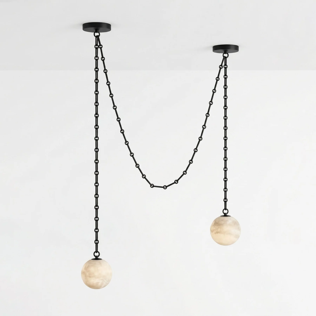 Alabaster Stone Sphere Multi-Light Chandelier