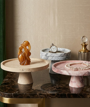 Rosso Levanto Marble Pedestal Tray