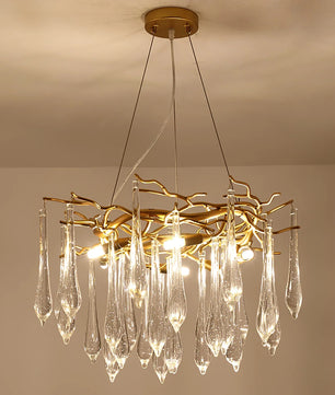 Teardrop Round Crystal Chandelier