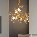 Fiori Chandelier – Modern Brass Floral Ceiling Light for Dining Room & Living Room