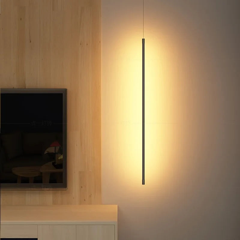 Kitchen Bedside LED Linear Black Pendant Light Fixture