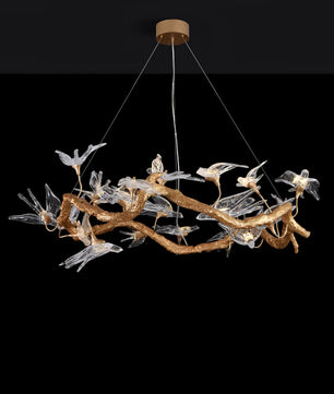 Swallow Chandelier – Modern Gold Ring LED Ceiling Light for Dining Room & Foyer