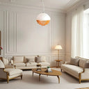 Sunset Bauhaus Pendant Light – Modern Glass & Acrylic Globe Ceiling Light for Living Room, Bedroom & Dining, Orange & White