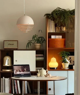 Sunset Bauhaus Pendant Light – Modern Glass & Acrylic Globe Ceiling Light for Living Room, Bedroom & Dining, Orange & White
