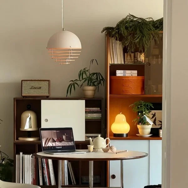 Sunset Bauhaus Pendant Light – Modern Glass & Acrylic Globe Ceiling Light for Living Room, Bedroom & Dining, Orange & White