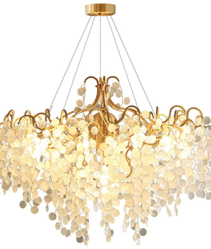 Shiro Noda Round Chandelier – Modern Brass & Glass Globe Ceiling Light for Dining Room