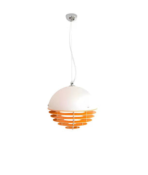 Sunset Bauhaus Pendant Light – Modern Glass & Acrylic Globe Ceiling Light for Living Room, Bedroom & Dining, Orange & White