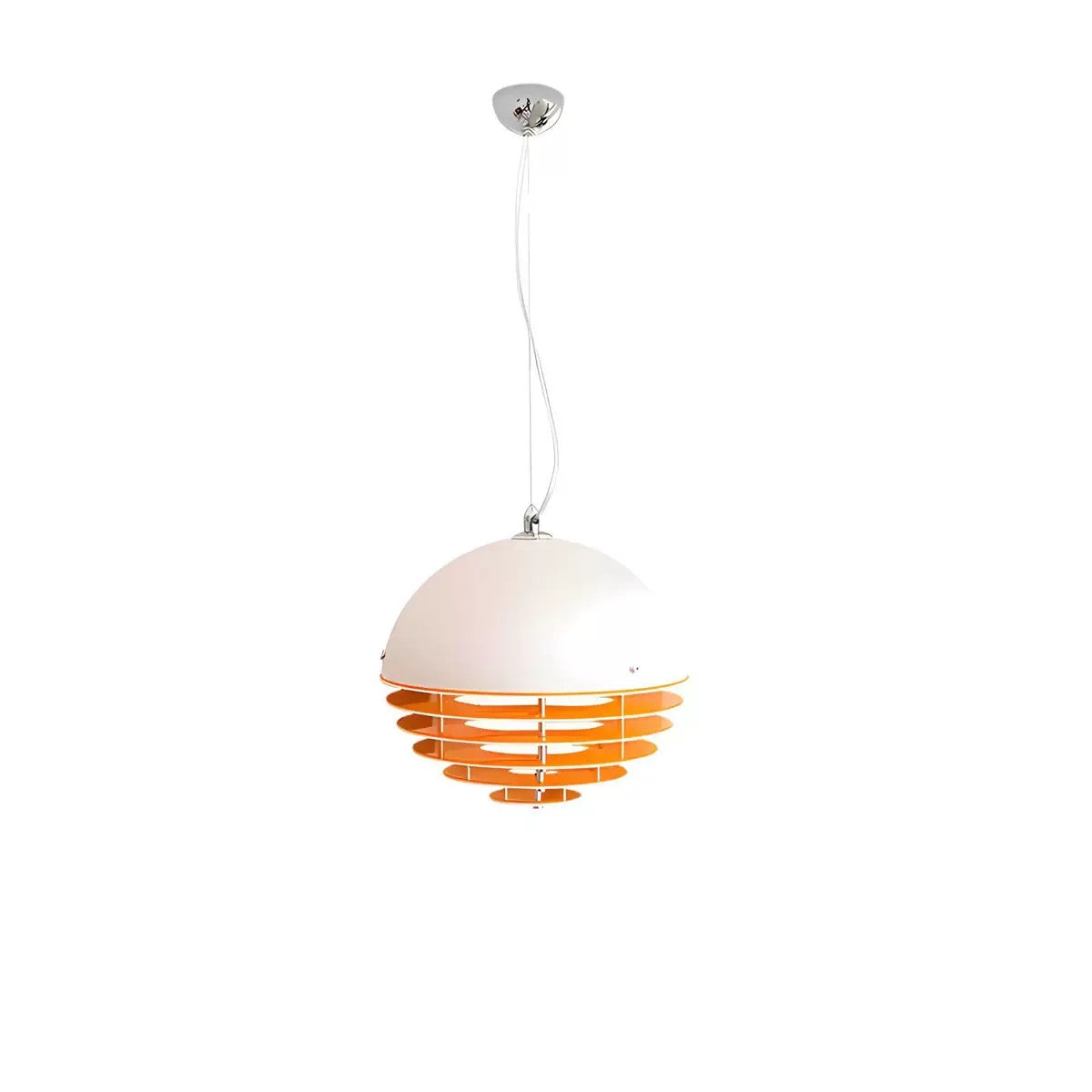Sunset Bauhaus Pendant Light – Modern Glass & Acrylic Globe Ceiling Light for Living Room, Bedroom & Dining, Orange & White