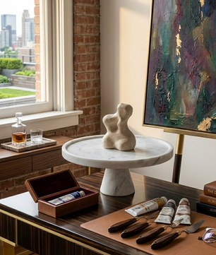 Rosso Levanto Marble Pedestal Tray