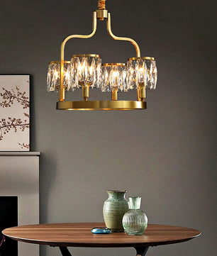Crystal Bird Chandelier – Modern Brass & Crystal Ceiling Light for Dining Room, 4–6 Lights