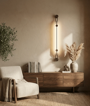 Architectural Alabaster Capsule Bronze Sconce