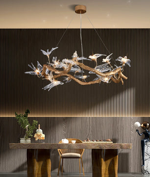 Swallow Chandelier – Modern Gold Ring LED Ceiling Light for Dining Room & Foyer