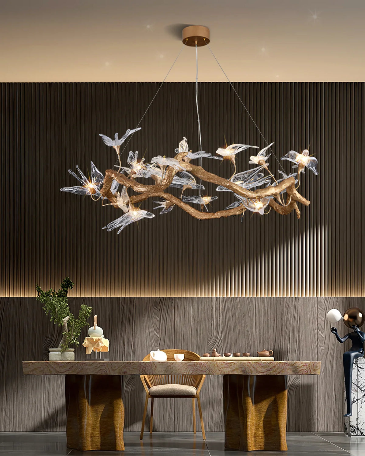 Swallow Chandelier – Modern Gold Ring LED Ceiling Light for Dining Room & Foyer