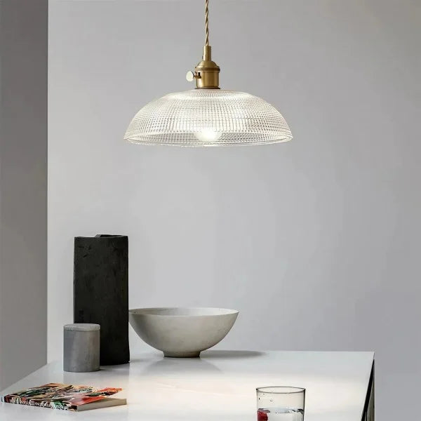 Vintage Copper Bowl Glass Pendant Light S121
