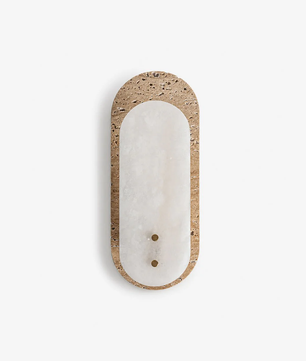 Natural Travertine & Alabaster Capsule Sconce