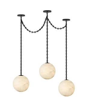 Alabaster Stone Sphere Multi-Light Chandelier