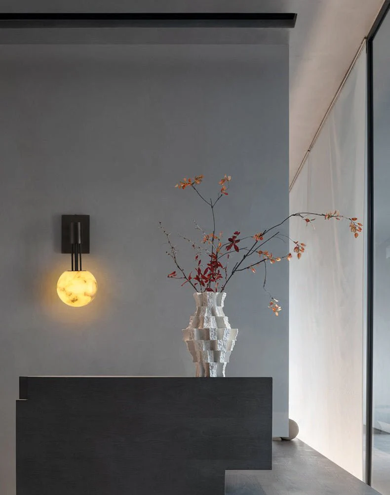 The Volterra Alabaster Orb Sconce