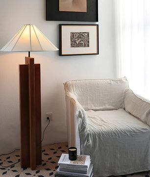 Meridian Crossbase Wood Floor Lamp