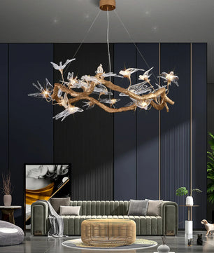 Swallow Chandelier – Modern Gold Ring LED Ceiling Light for Dining Room & Foyer