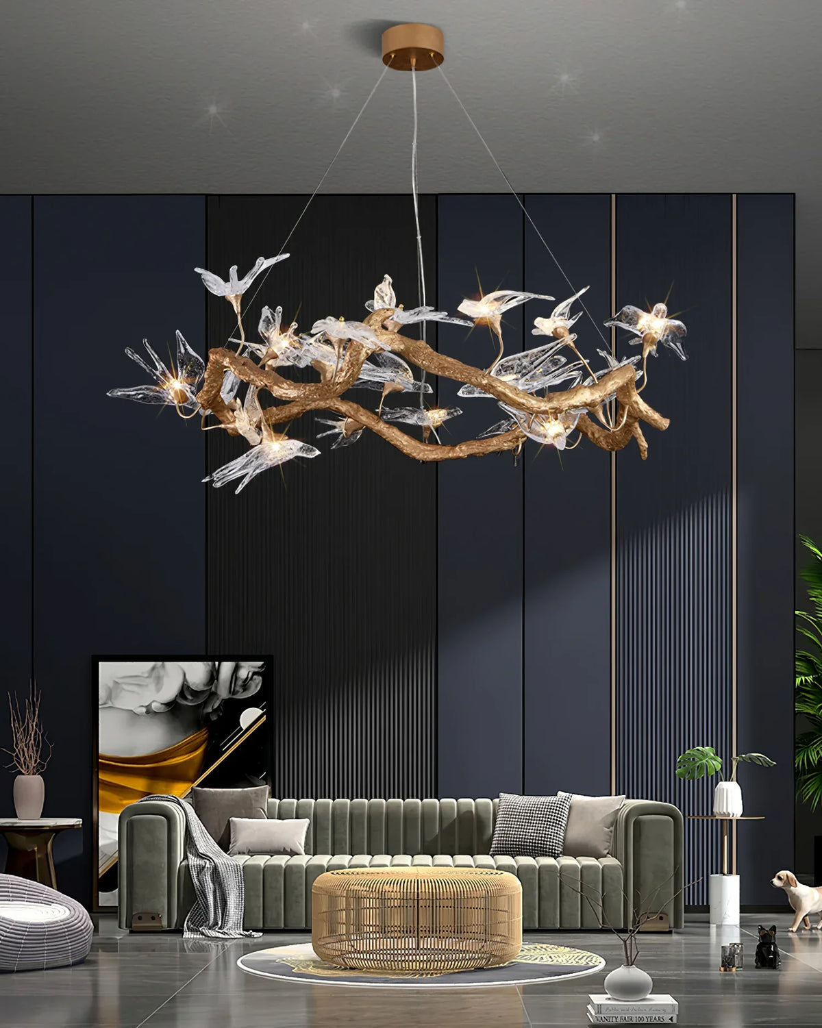 Swallow Chandelier – Modern Gold Ring LED Ceiling Light for Dining Room & Foyer