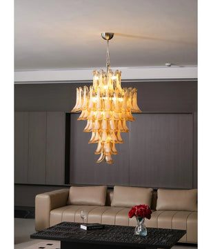 Amber Cloud Murano Glass Petals Chandelier