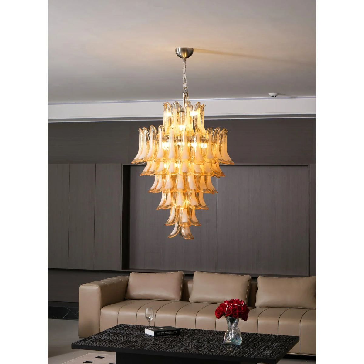 Amber Cloud Murano Glass Petals Chandelier