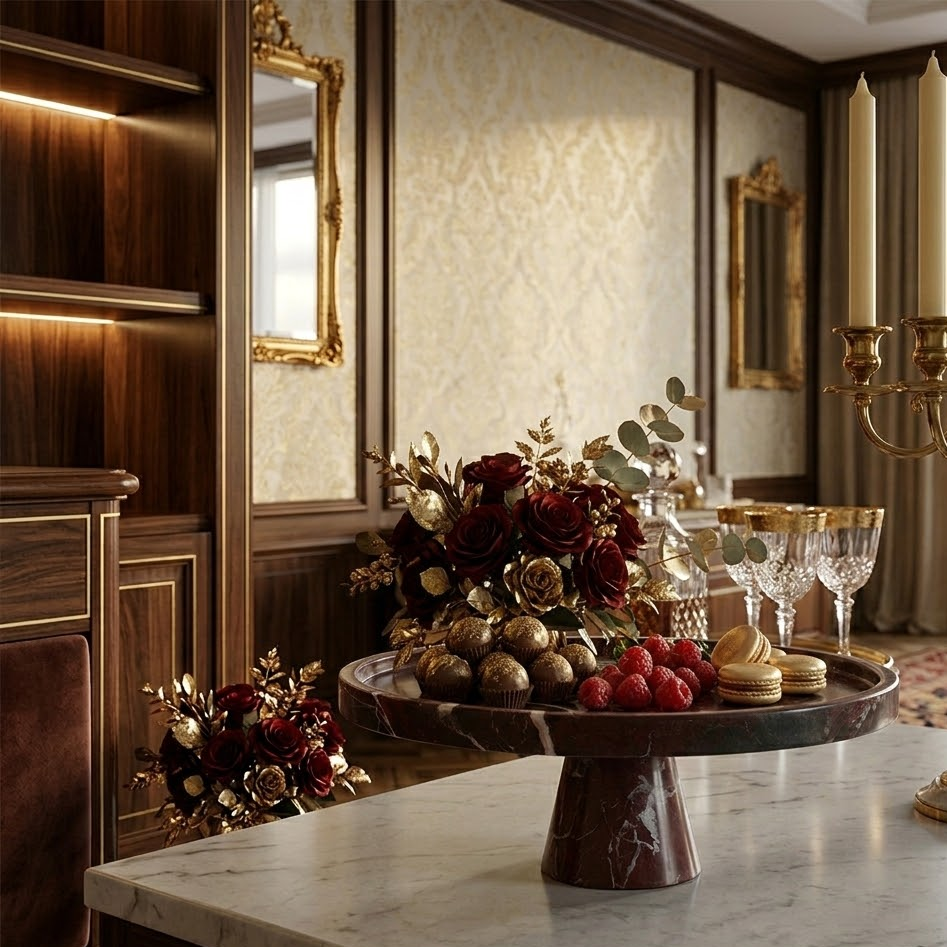 Rosso Levanto Marble Pedestal Tray