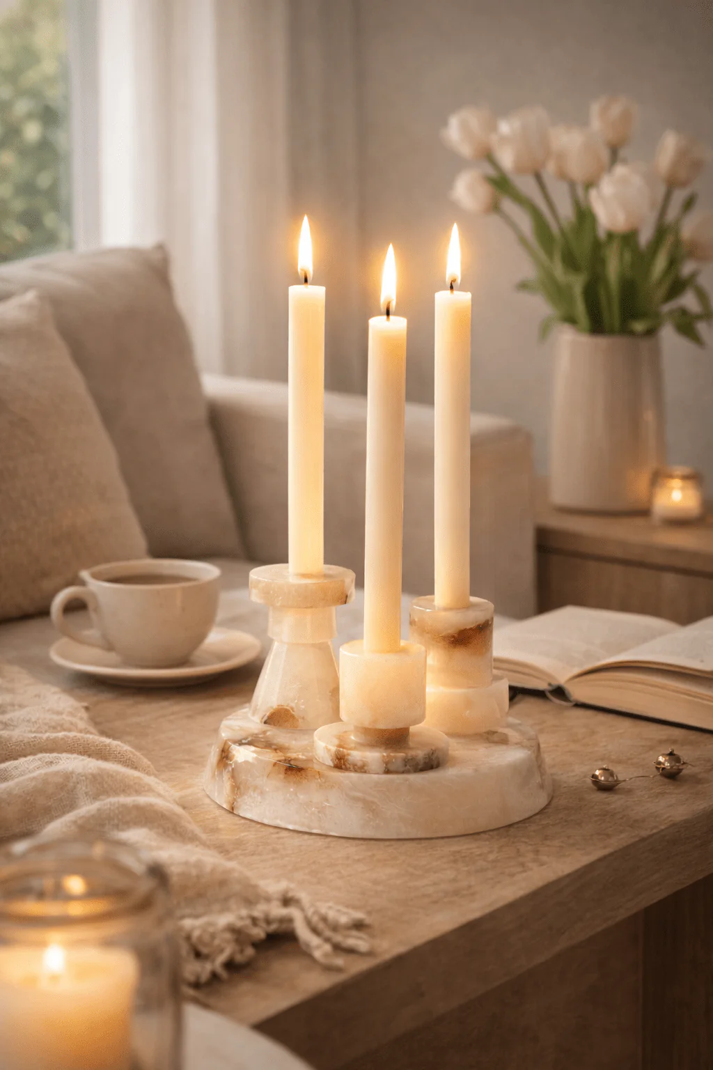 Aosta Stepped Marble Votive