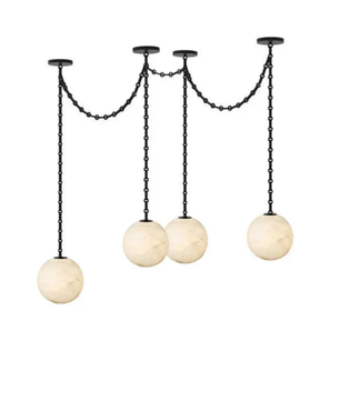 Alabaster Stone Sphere Multi-Light Chandelier
