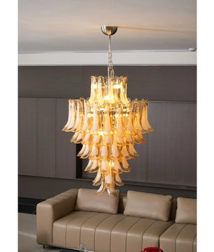 Amber Cloud Murano Glass Petals Chandelier