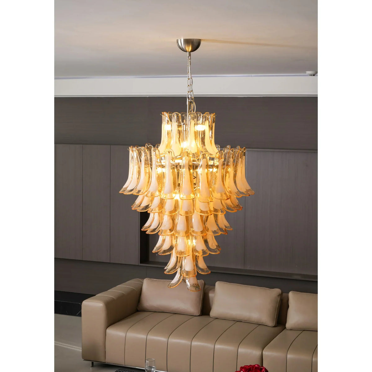 Amber Cloud Murano Glass Petals Chandelier