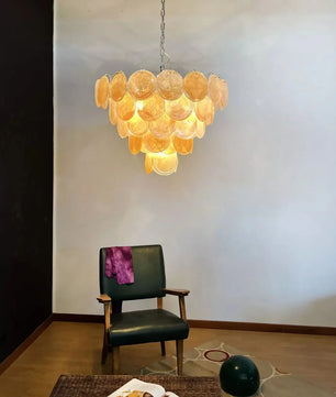 Vintage Yellow Round Murano Chandelier