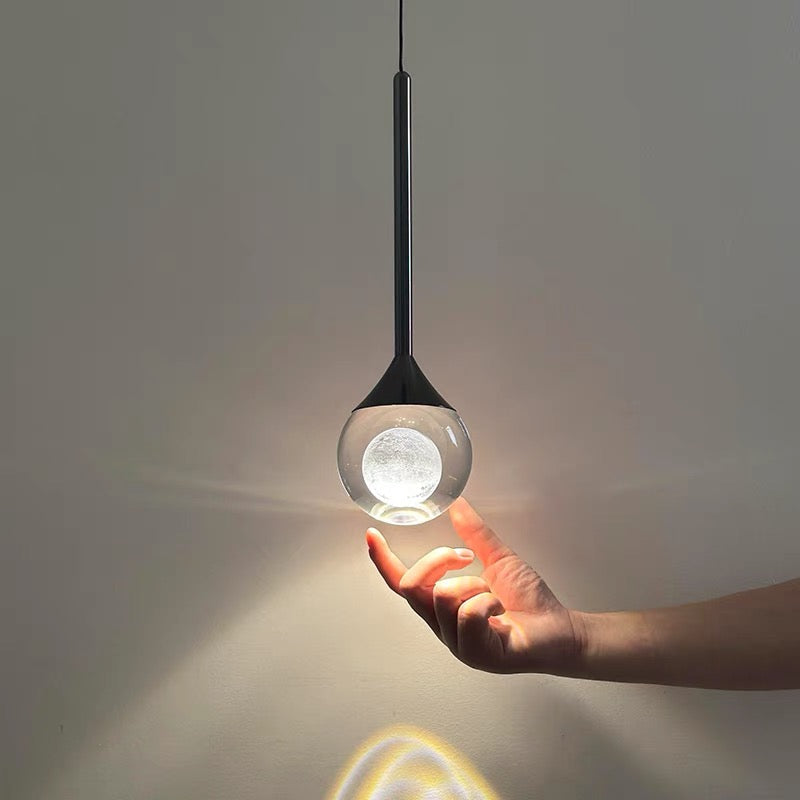 Moon Clear Glass Ball Pendant Light
