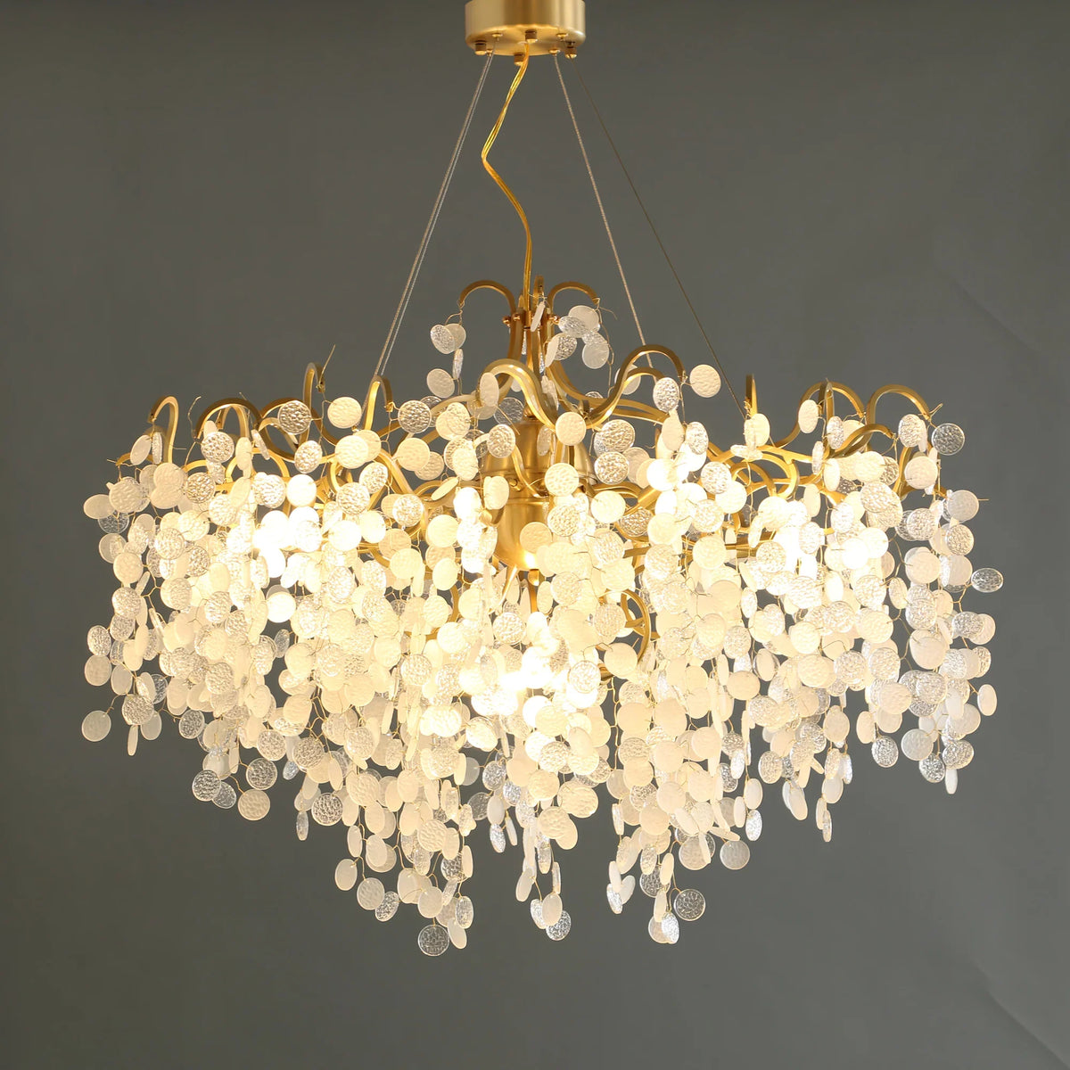 Shiro Noda Round Chandelier – Modern Brass & Glass Globe Ceiling Light for Dining Room