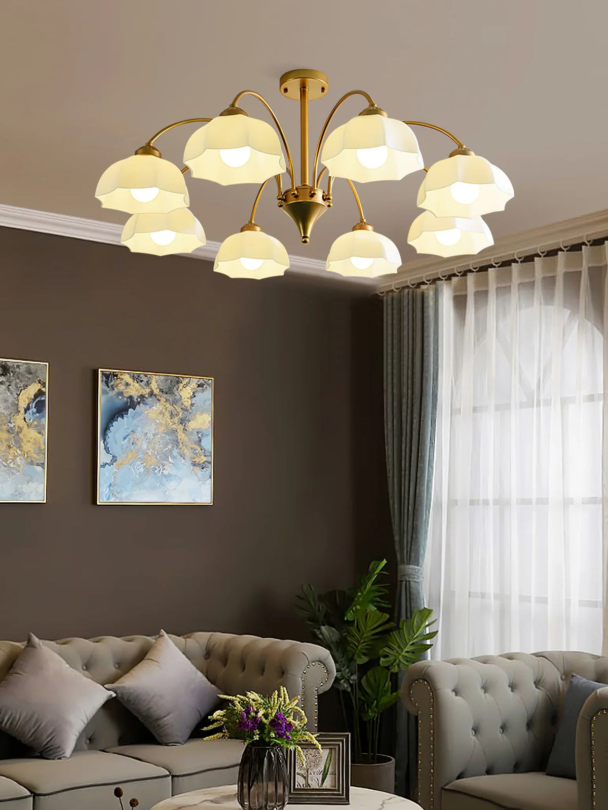 Frosted Glass Bell Chandelier