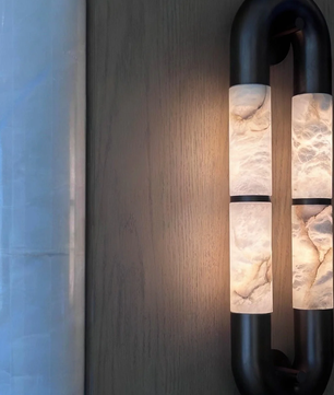 Volterra Dual-Crescent Alabaster Sconce