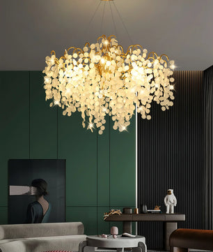 Shiro Noda Round Chandelier – Modern Brass & Glass Globe Ceiling Light for Dining Room