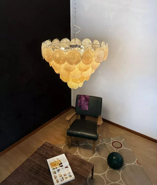 Vintage Yellow Round Murano Chandelier