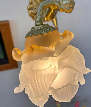 Putti Statuettes Brass Wall Lamp