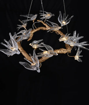 Swallow Chandelier – Modern Gold Ring LED Ceiling Light for Dining Room & Foyer
