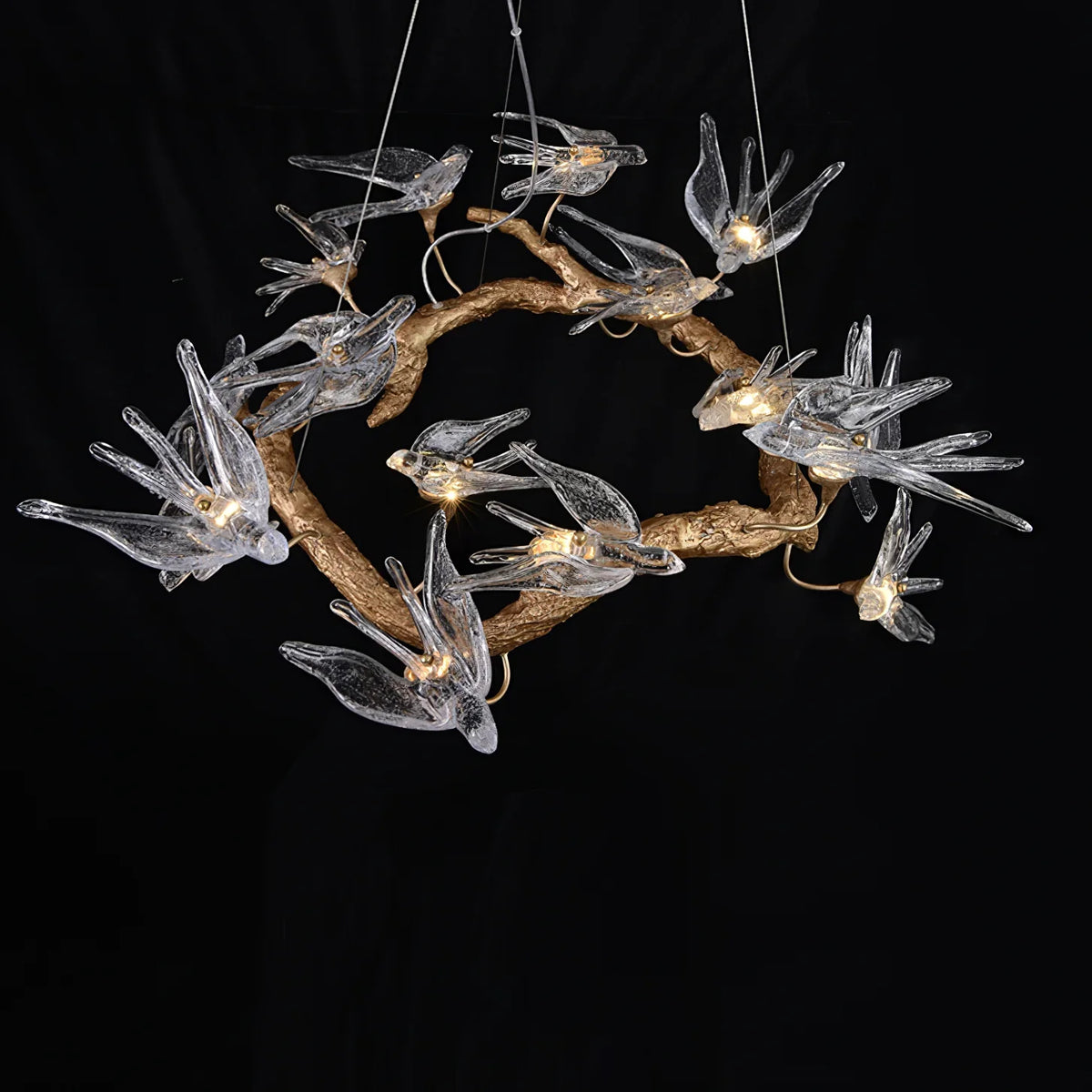 Swallow Chandelier – Modern Gold Ring LED Ceiling Light for Dining Room & Foyer