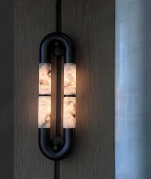 Volterra Dual-Crescent Alabaster Sconce