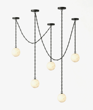 Alabaster Stone Sphere Multi-Light Chandelier