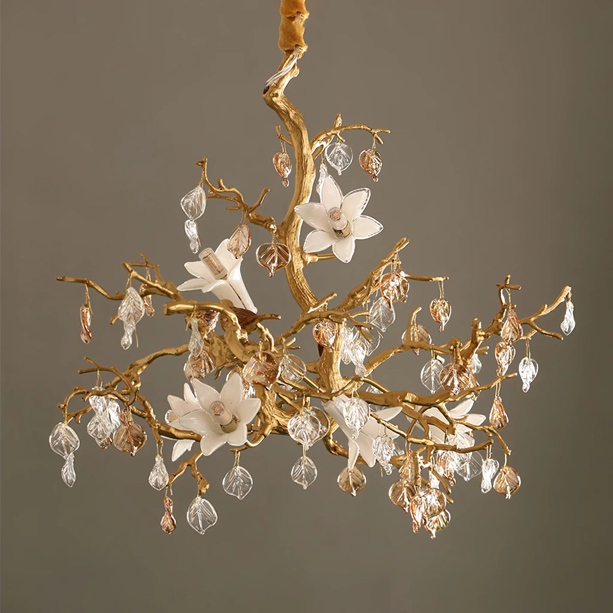 Fiori Chandelier – Modern Brass Floral Ceiling Light for Dining Room & Living Room
