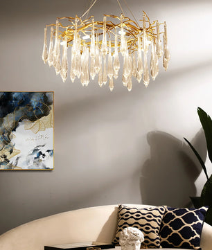 Teardrop Round Crystal Chandelier