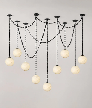 Alabaster Stone Sphere Multi-Light Chandelier